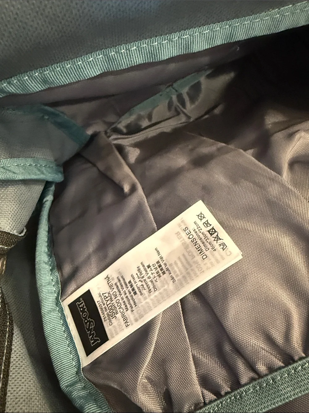 Jansport Teal Blue Canvas Backpack with Suede Base